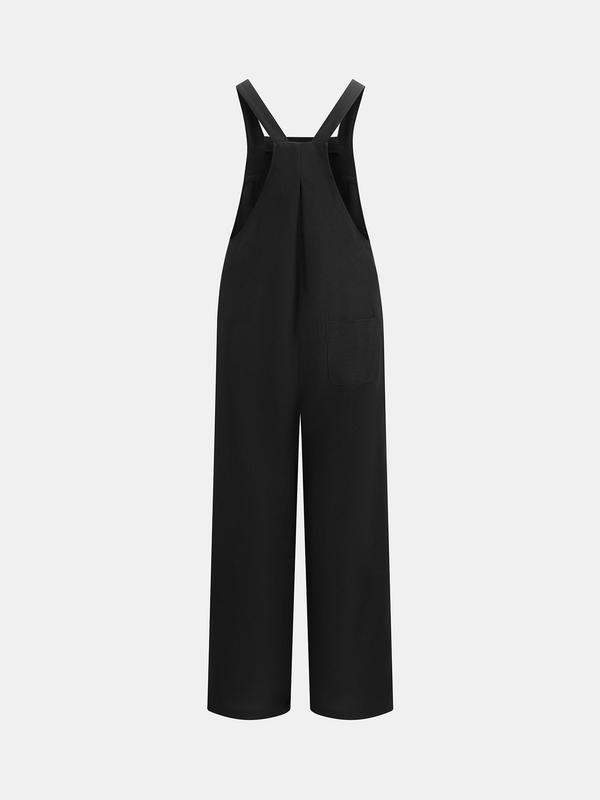 YOZY Women's Solid Wide Leg Overall Jumpsuit, Casual Solid Color Jumpsuit for Summer, Ladies Clothes for Daily Streetwear