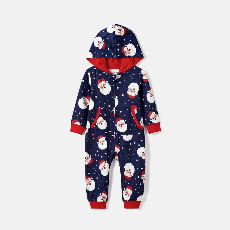 PatPat Christmas Pajamas Santa Allover Print Family Matching Long-sleeve Hooded Onesies Pajamas Sets