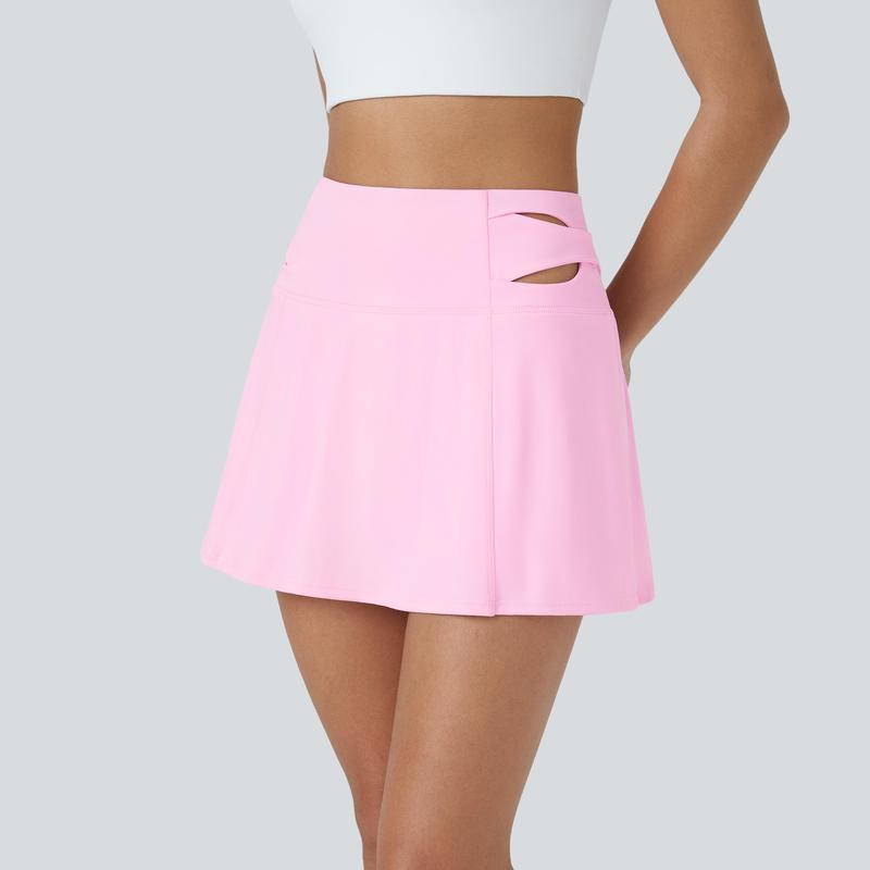 Halara Softlyzero™ Airy High Waisted Cut Out 2-in-1 Side Pocket Mini Flare Cool Touch Tennis Skirt-UPF50+