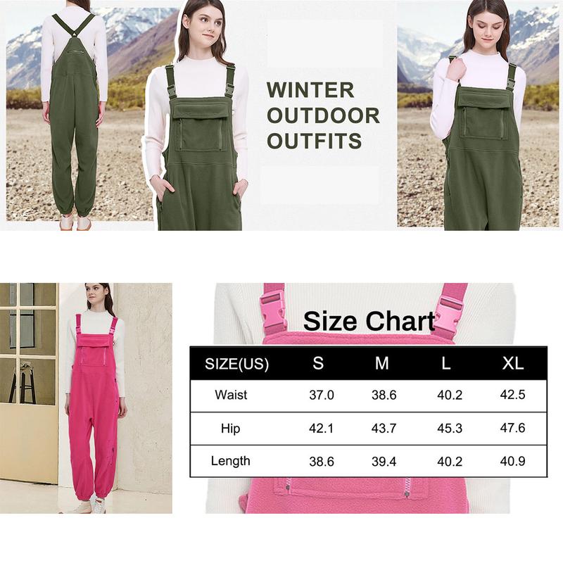 Tanming Womens Fleece Overalls 2024 Warm Winter Casual Loose Jumpsuits Sherpa Bib Overalls Fuzzy Ski Pants with Pockets