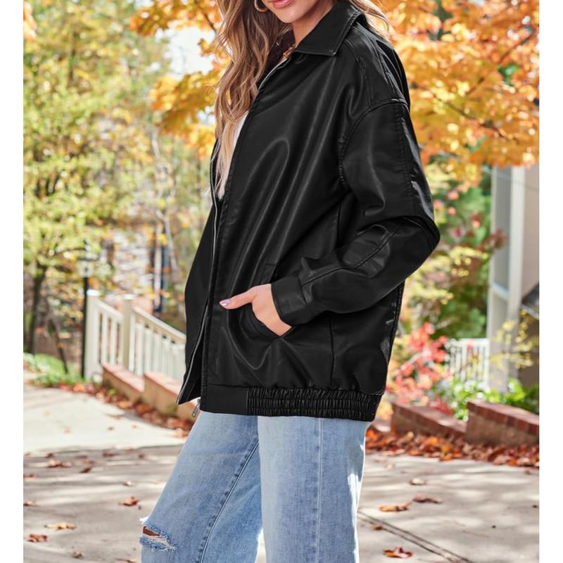 Womens Oversized Leather Jackets Faux Suede Fall Fashion Motorcycle Coats Winter Outfits Clothes 2024