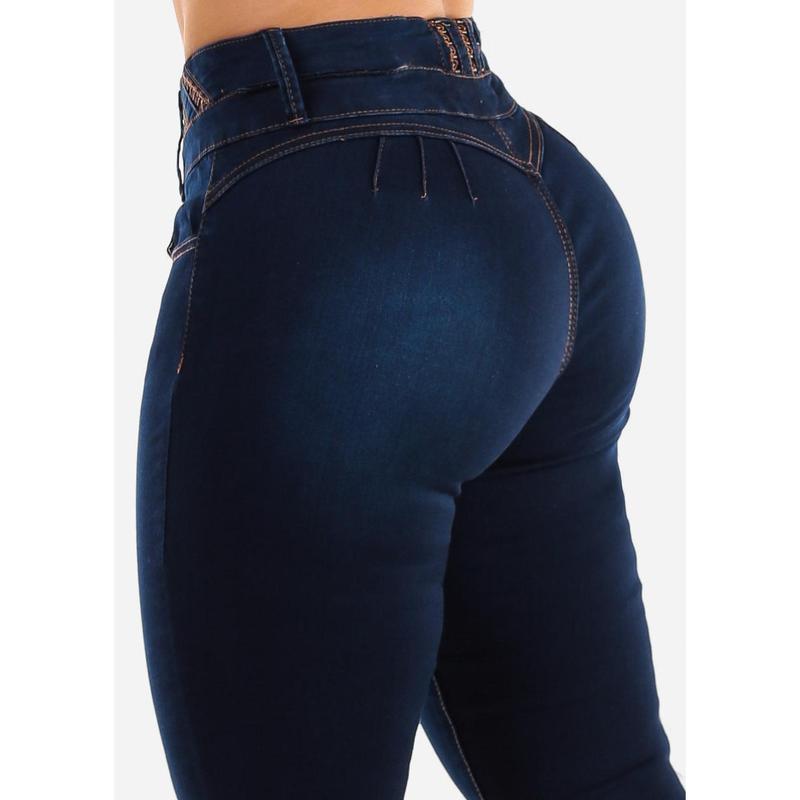 Butt Lift High Waist Skinny Jeans Dark Blue