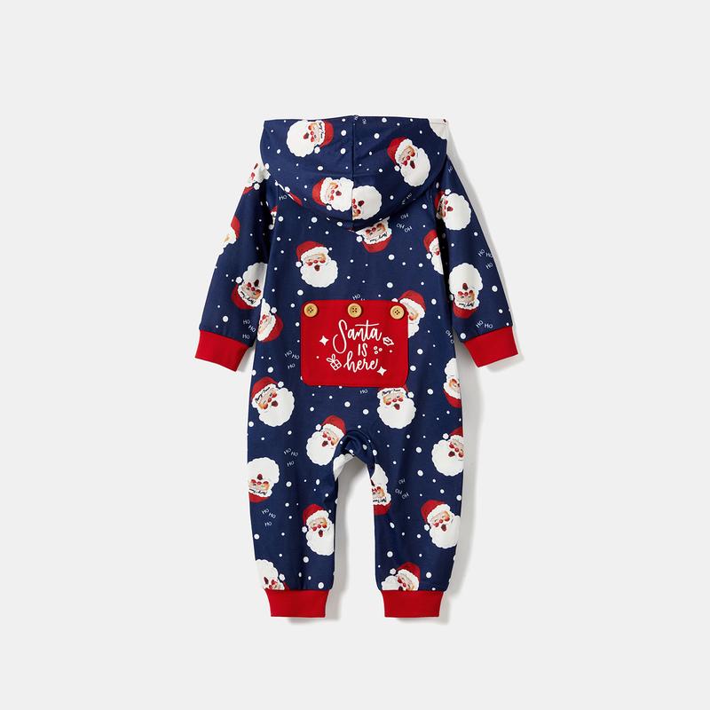 PatPat Christmas Pajamas Santa Allover Print Family Matching Long-sleeve Hooded Onesies Pajamas Sets