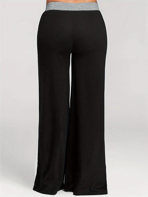 Women's Colorblock Wide Leg Pants, Casual Comfy Trousers for Daily Wear, Ladies Bottoms for All Seasons