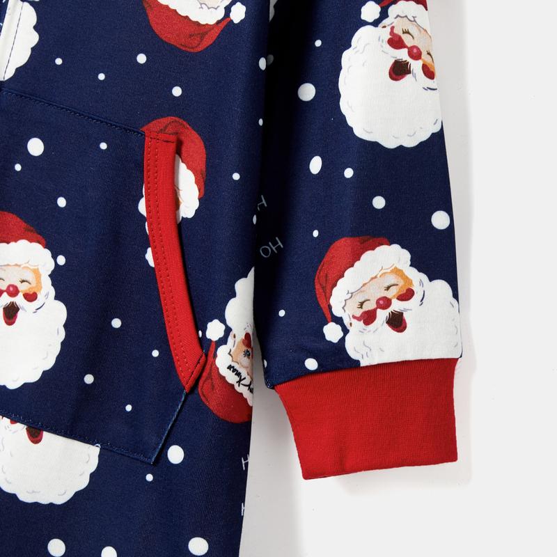 PatPat Christmas Pajamas Santa Allover Print Family Matching Long-sleeve Hooded Onesies Pajamas Sets