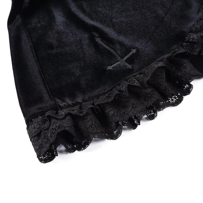 Women Fashion Cross Embroidery Skirt Ladies Female Stylish Lace Trim Skirt for Party