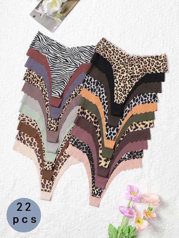 Women's Mixed Leopard Zebra Stripe Print Panty, 2024 New Style Soft Comfy Breathable Seamless Knicker for Daily Wear, Women's Underwear for All Seasons