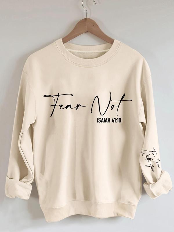 Women's Letter Print Round Neck Sweatshirt, Casual Long Sleeve Crew Neck Pullover for Spring & Fall, Fashion Women's Top for Daily Wear