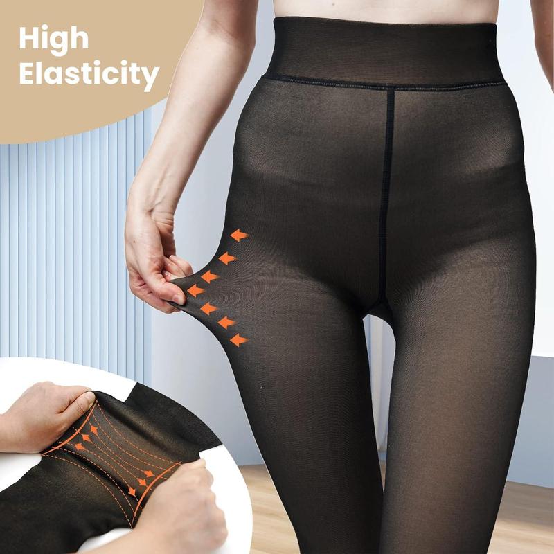 Women Fleece Lined Tights Sheer Warm Pantyhose Fake Translucent Winter Winter Basic Leggings Thick Semi,Winter Comfort Fleece Tights Available in Plus Size  Underwear Womenswear