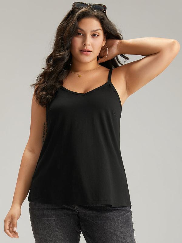 Cotton Plain Adjustable Straps Cami Top