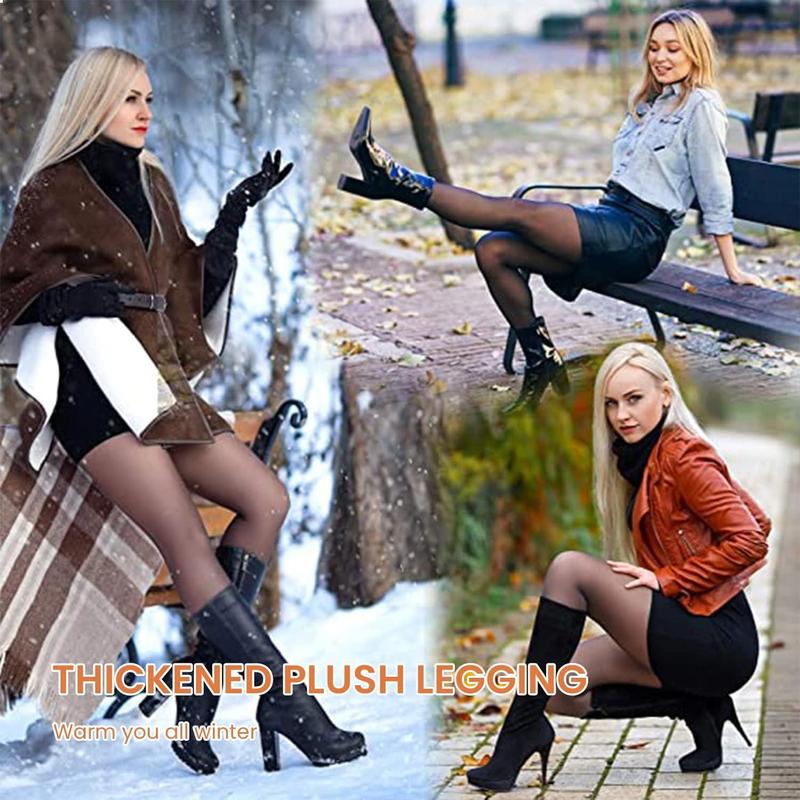 Women Fleece Lined Tights Sheer Warm Pantyhose Fake Translucent Winter Winter Basic Leggings Thick Semi,Winter Comfort Fleece Tights Available in Plus Size  Underwear Womenswear