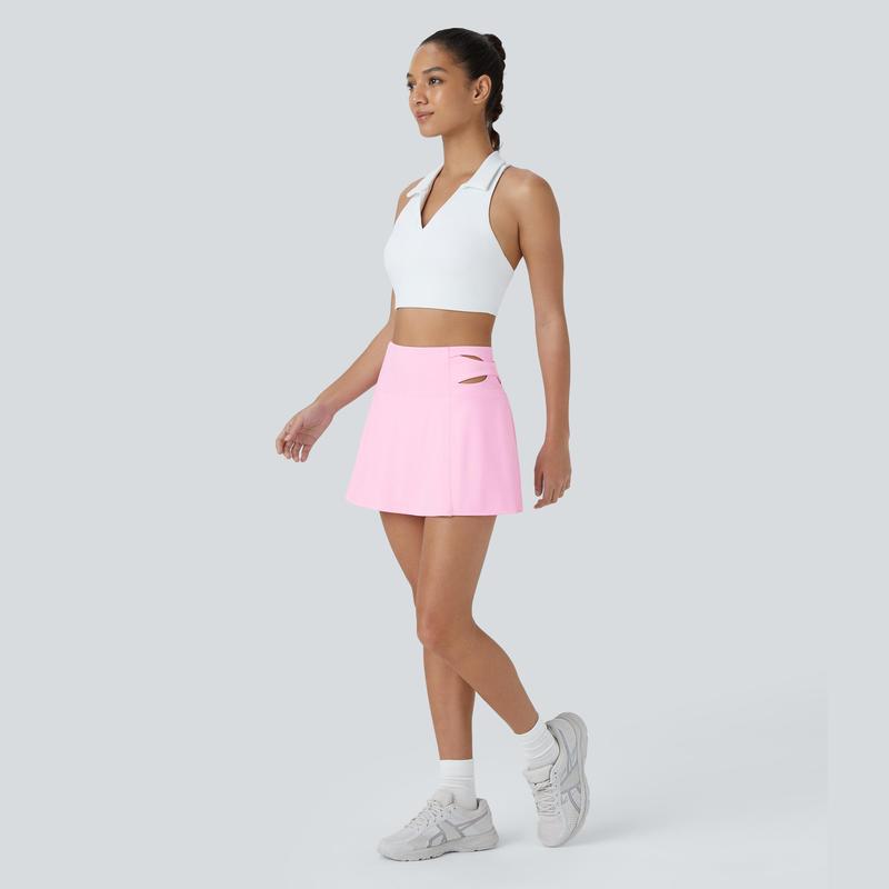 Halara Softlyzero™ Airy High Waisted Cut Out 2-in-1 Side Pocket Mini Flare Cool Touch Tennis Skirt-UPF50+