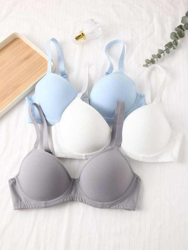 3 New Women's Bras Gathered with Steel Ring Comfortable Adjustable Breathable