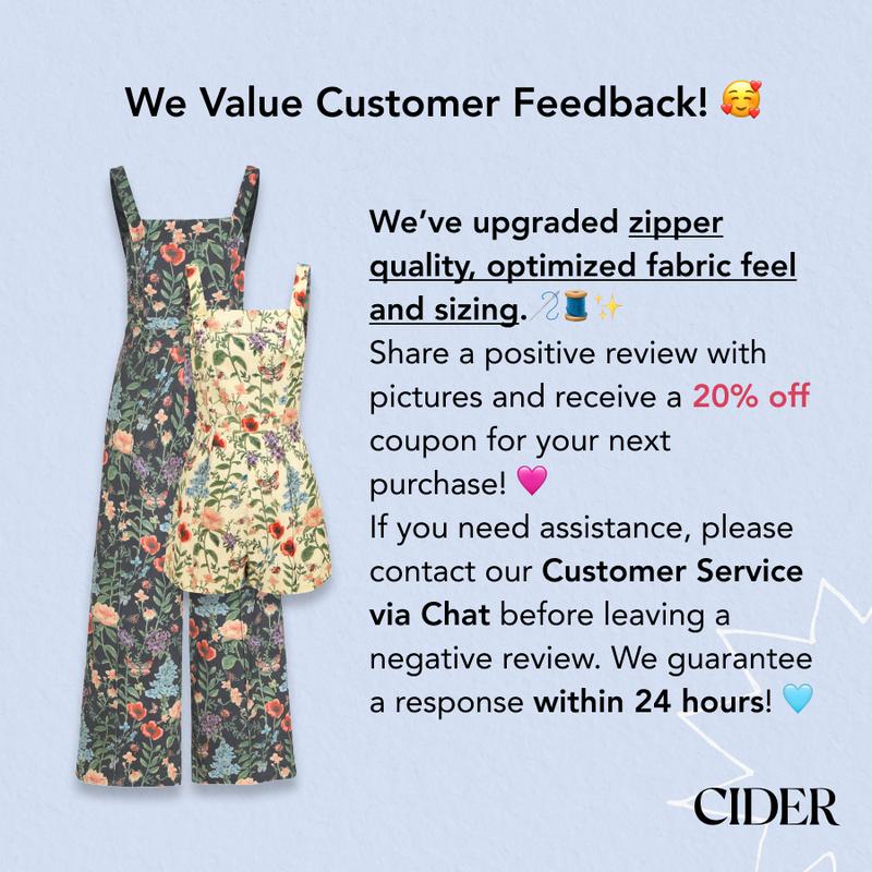 Cider [7 colors, size 0-26] Summer Lightweight Corduroy Floral Button Wide Leg Jumpsuit