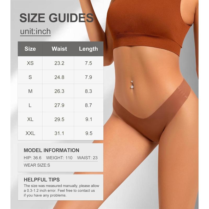 Seamless Thongs for Women V-Shaped No Show Panties Soft Comfortable Breathable Workout Underwear Multiple Pack