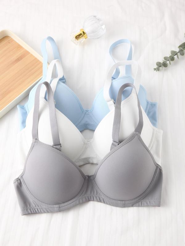 3 New Women's Bras Gathered with Steel Ring Comfortable Adjustable Breathable