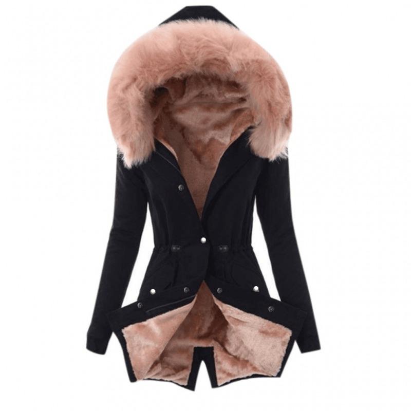 Women's fur collar drawstring solid color casual warm cotton coat, autumn and winter clothing, autumn and winter, 2024 latest best-selling items