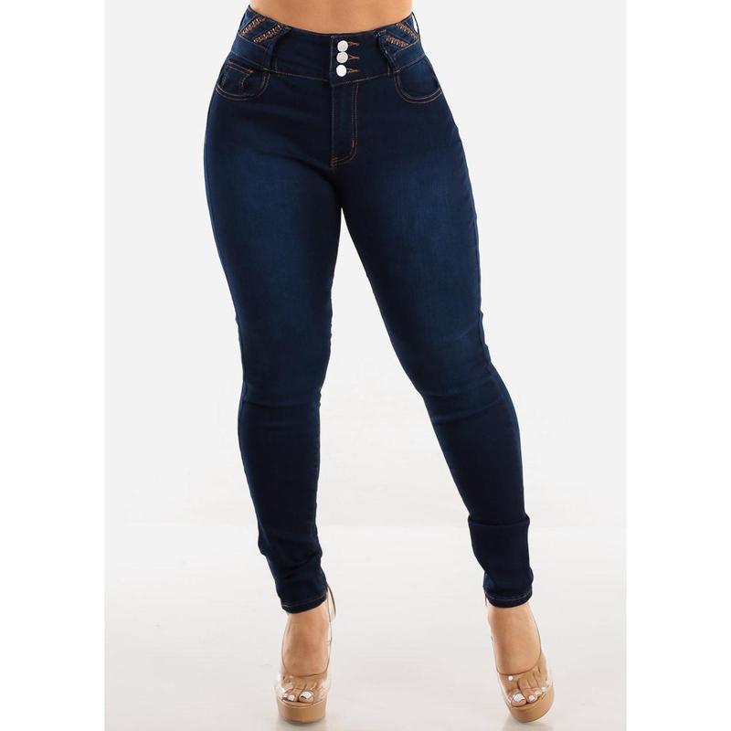 Butt Lift High Waist Skinny Jeans Dark Blue