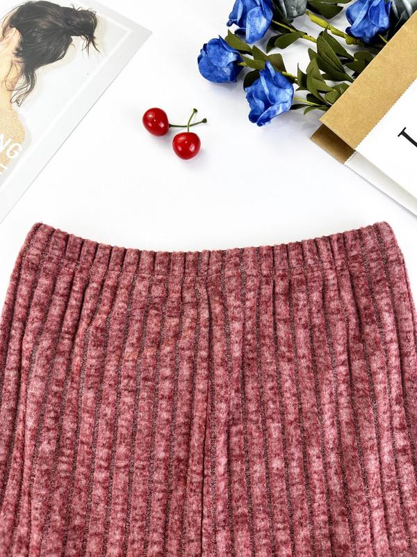 Women's Solid Color Ribbed Bodycon Skirt, Casual Fashion Long Skirt for Daily Outdoor Wear, Ladies Bottoms for Spring & Fall