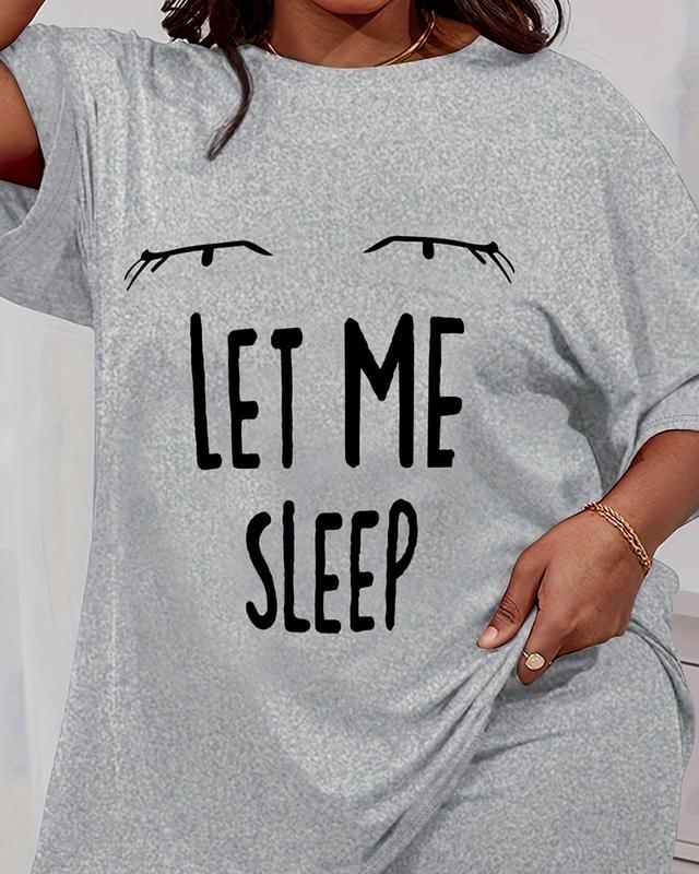 Chicme Plus Size Let Me Sleep Figure Print Pajamas Set comfy pajamaset