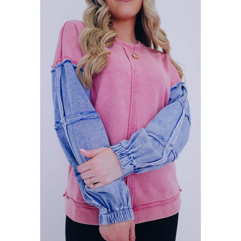 Dixie Denim Sleeve Top - 3 Colors