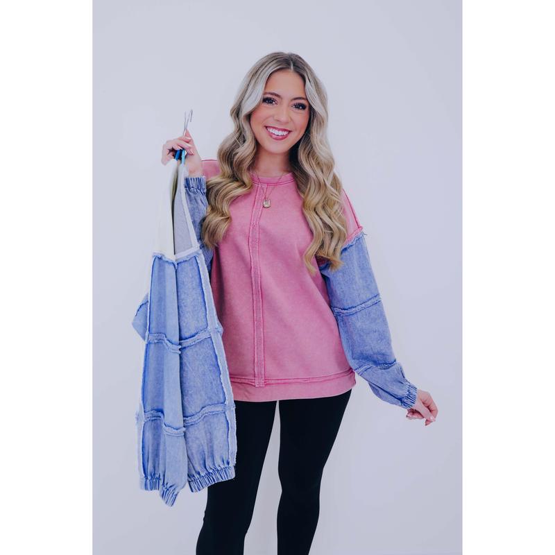 Dixie Denim Sleeve Top - 3 Colors