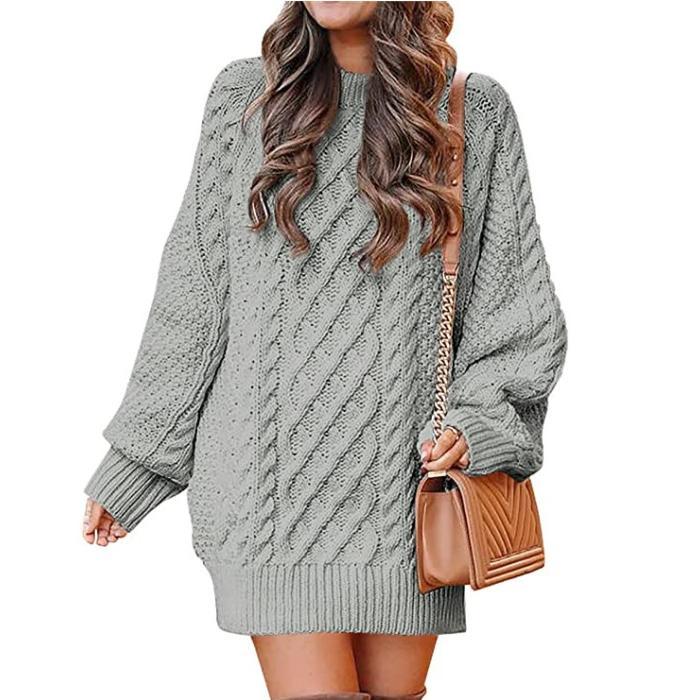 New Knitwear Women's Loose Mock Neck Thick Needle Pullover plus Size Solid Color Sweater