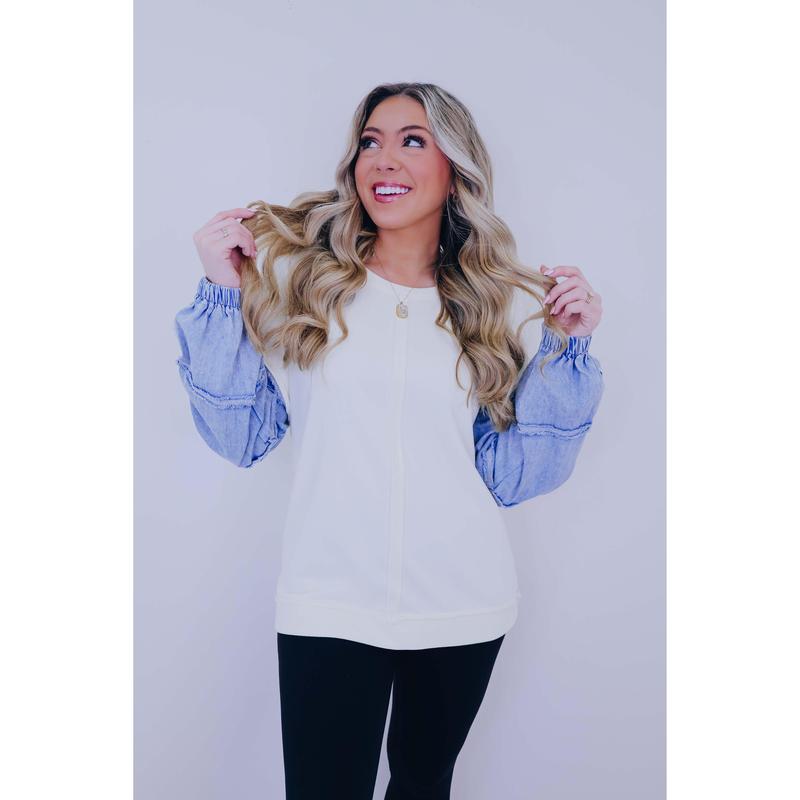 Dixie Denim Sleeve Top - 3 Colors