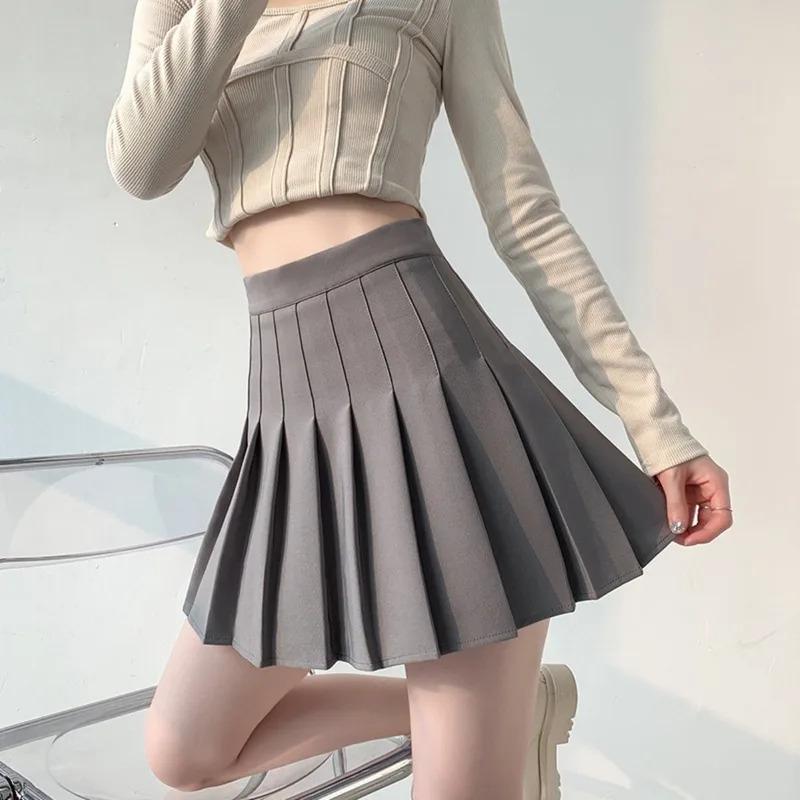 Pleated Skirt JK Skirt Plus Size High Waist Short Skirt Anti-Wrinkle JK Skirt Pleated Skirt with Lining Preppy StyleSlim A-Line 2024