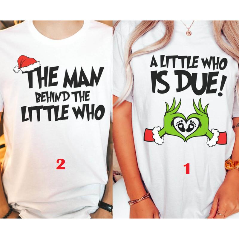 Couples Grinchmas Pregnancy Announcement Christmas Shirt, Xmas Pregnant Matching Tee, Holiday Couples Shirt, Xmas Gift DL