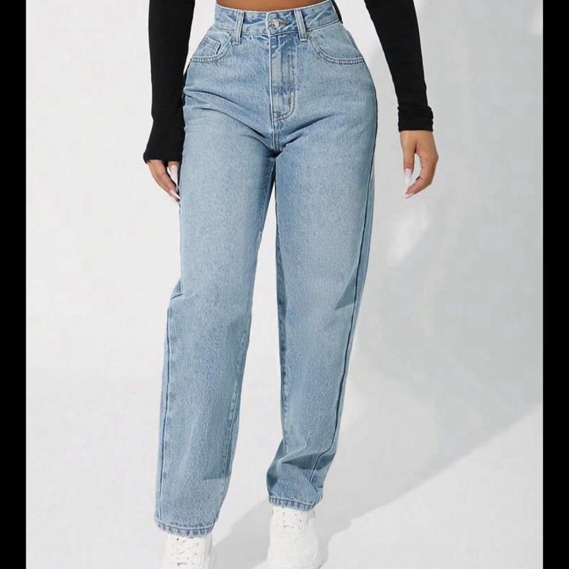 Petite High Waisted Zip Up Mom Fit Jeans