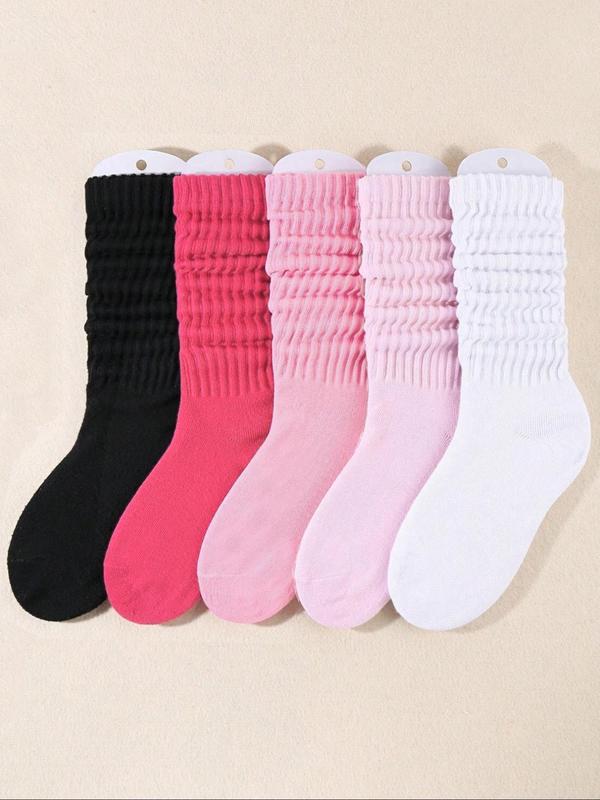 Women's Solid Crew Socks, Casual Moisture Wicking Socks, Soft Comfy Breathable Socks for All Seasons Daily Wear, Fall Wear, Fallfreshness, Socks for Women