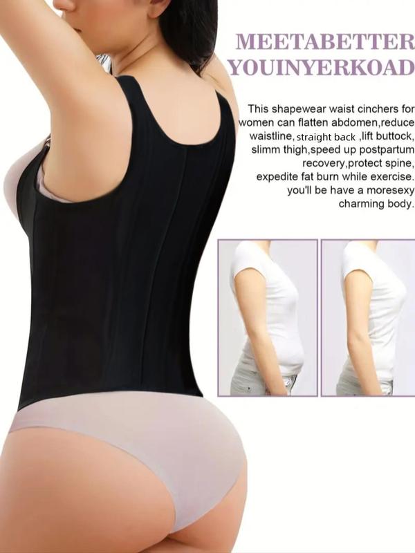 Women's Adjustable Hook & Eye Closure Zipper Front Shapewear Top, Comfort Open Bust Tummy Control Corset, Compression Waist Shaper,  Waist Trainer Women, Ladies Shapewear for All Seasons Sexy