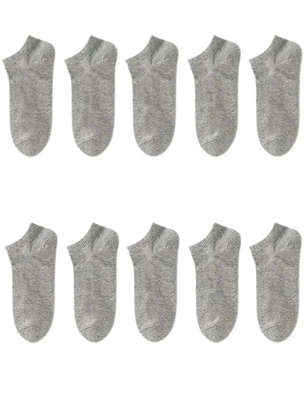 Women's 10 Pairs Minimalist Plain Ankle Socks, Anti-odor Sweat-absorbing Knit Crew Socks, Summer Thin Fabric Boat Socks, Multi-pack Comfort Breathable Low Cut Socks, Mixed Color