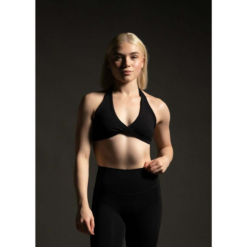 Alpha Black Halter Twist Bra