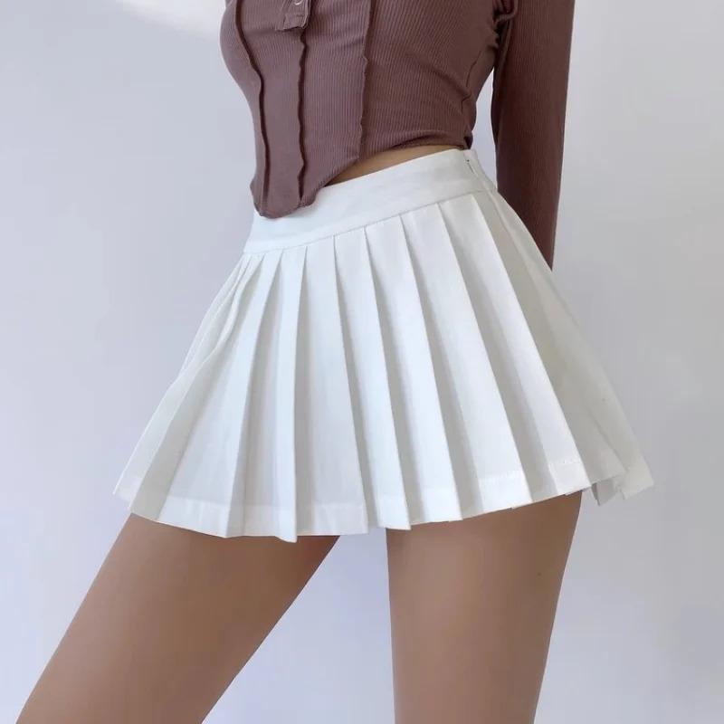 Pleated Mini Skirt Women Summer High Waist Slim A Line Skirt Shorts Female Korean All-match Casual Fashion Grey Black Womenswear Bottom