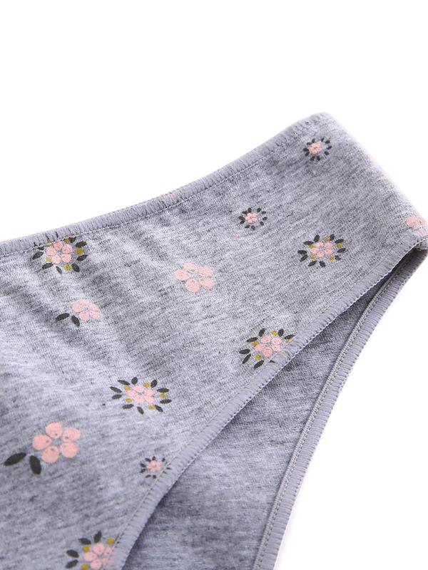 Women's 4pcs Ditsy Floral Print Panty, Soft Comfy Breathable Underwear for Daily Wear, Women's Knickers for All Seasons