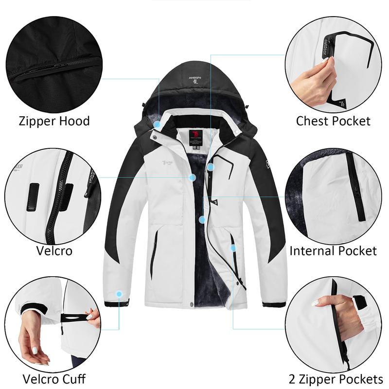 Christmas Gift GOPUNE Womens Waterproof Ski Snow Jackets Warm Winter Coats Fleece Lined Hooded Rain Windbreaker