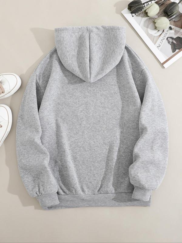 Women's Y2K Drop Shoulder Oversized Hoodie, Drawstring Hooded Sweatshirt, Hoodies for Women, Pullover Tops for Streetwear, Fall Essential Hoodies, Gift for Girlfriend Wife, Fall Outfits, Fallfreshness, Downtown Girl Clothes