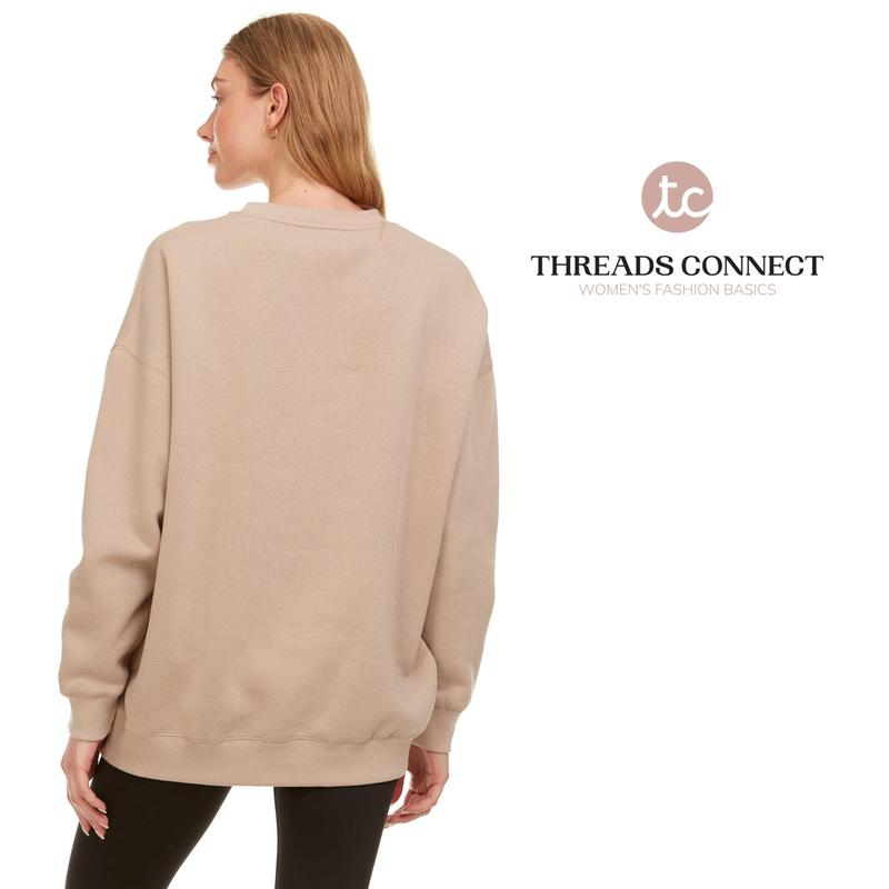 Threads Connect Oversized Sweatshirt for Women – Crewneck Fleece Pullover Soft Trendy Sweatshirt