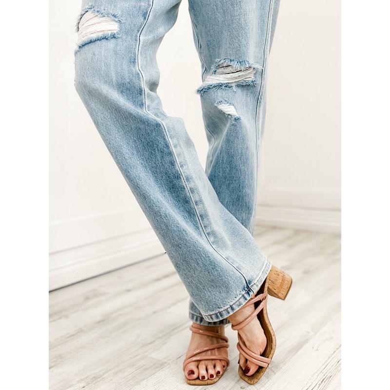 Judy Blue OH SNAP Hi-Rise Rigid Magic Distressed 90's Straight Jeans