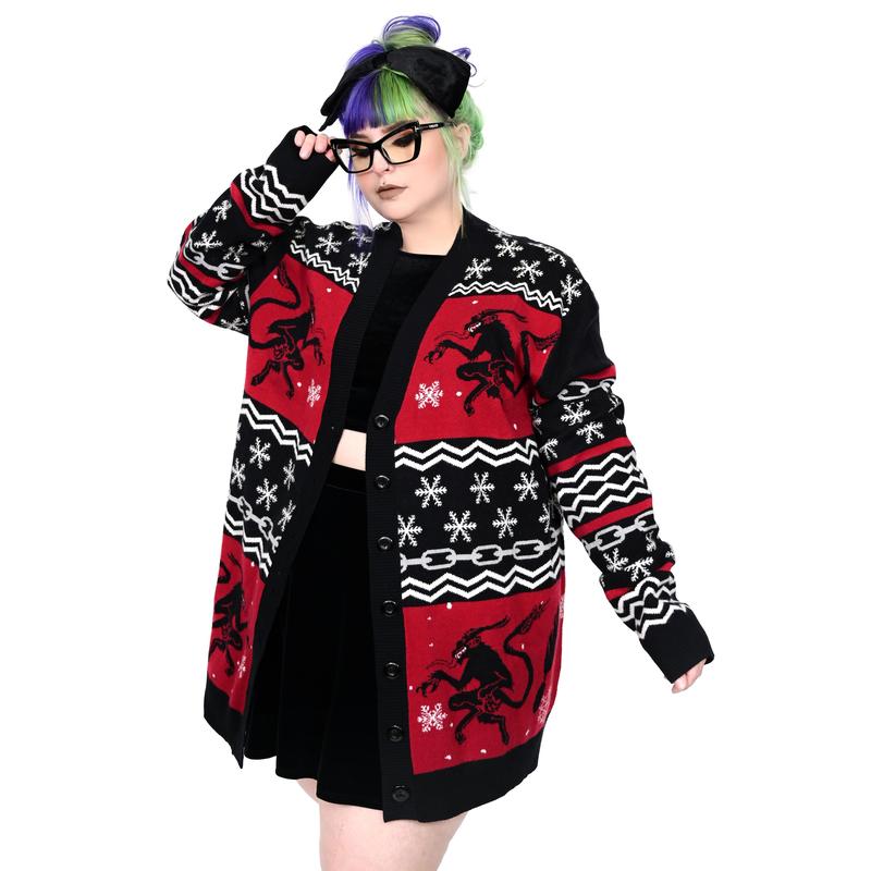 Krampus Holiday Ugly Christmas Cardigan Sweater