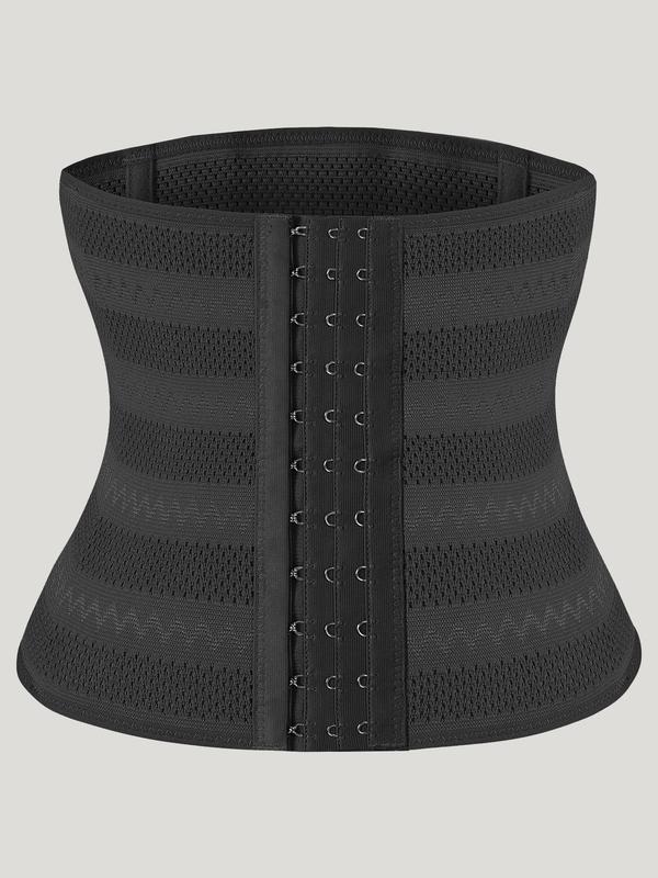 Women's Sexy Solid Waist Trainer, Hook And Eye Waistband Compression Shapewear Waist Trainer, Comfort Womenswear for Lady, Adjustable Breathing Corset Weight Loss Girdle