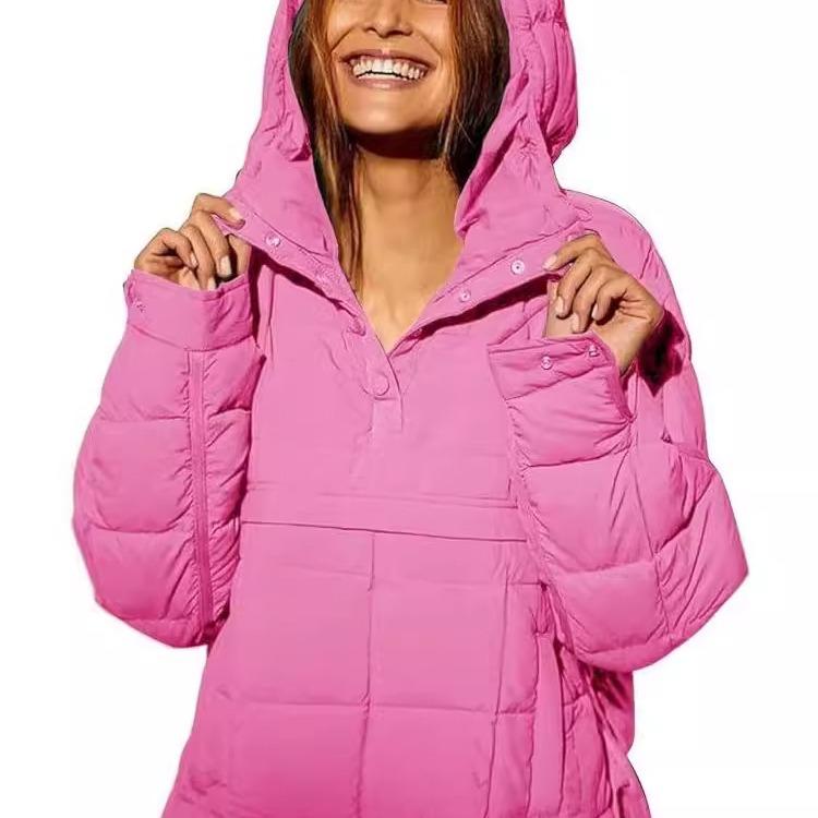 Women's Oversized Hooded Puffer Jacket - Lightweight Quilted Dolman Long Sleeve Winter Coat - Womenswear, Tops