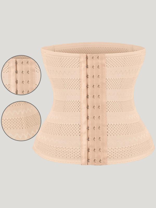 Women's Sexy Solid Waist Trainer, Hook And Eye Waistband Compression Shapewear Waist Trainer, Comfort Womenswear for Lady, Adjustable Breathing Corset Weight Loss Girdle