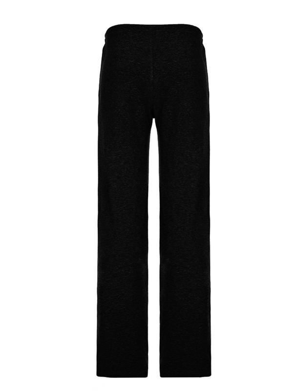 Women's Solid Drawstring Waist Thermal Lined Straight Leg Pants, Casual Comfy Plain Trousers for Fall & Winter, Women's Bottoms for Daily Wear