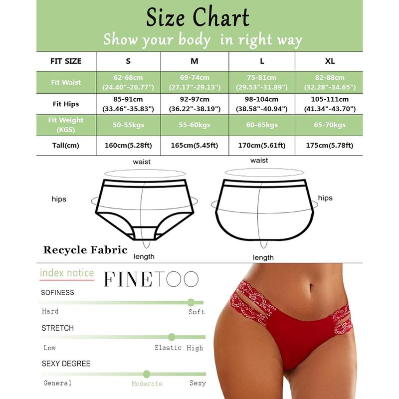 Seamless Underwear for Women Cheeky Bikini Panties High Cut V-waist Lace Underwear Women Cute Bikinis 6 Pack