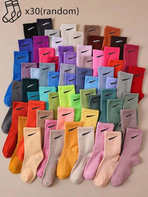 Women's Solid Mid-calf Sock, Casual Comfy Breathable Sock for Daily Wear, Multipack Knit Sock for All Seasons