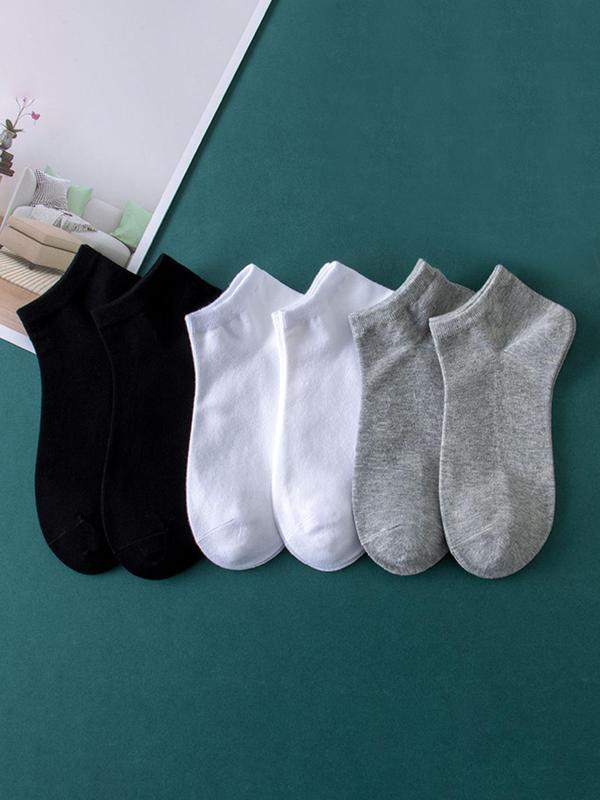 Women's 6 Pairs Solid Ankle Socks, Low Cut Comfy Breathable Socks for Daily Wear, Knit Socks, Mixed Color Socks for Women, Comfort Womenswear