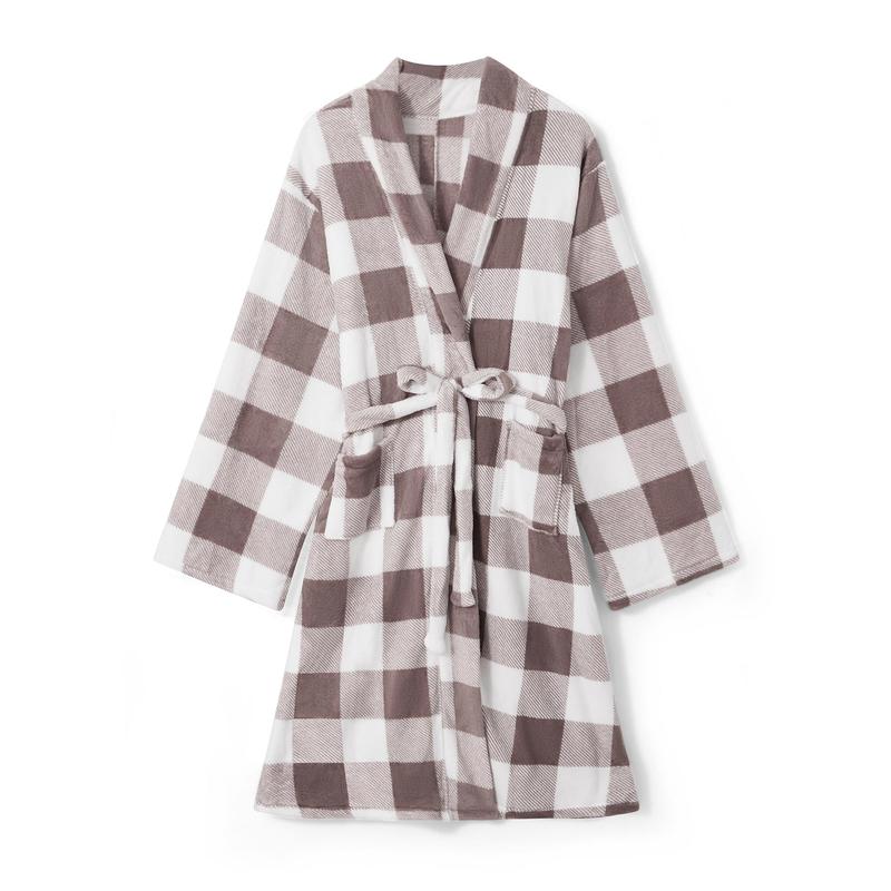 Women Flannel Bathrobe Plus Size Warm Long Sleeve Spa Night Kimono Robe with Belt for Soft Pajama Outfit la perla  loungewear Nightwear Womenswear Bathing Bridal